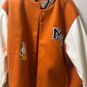 Miffy Orange Varsity Jacket with White Sleeves